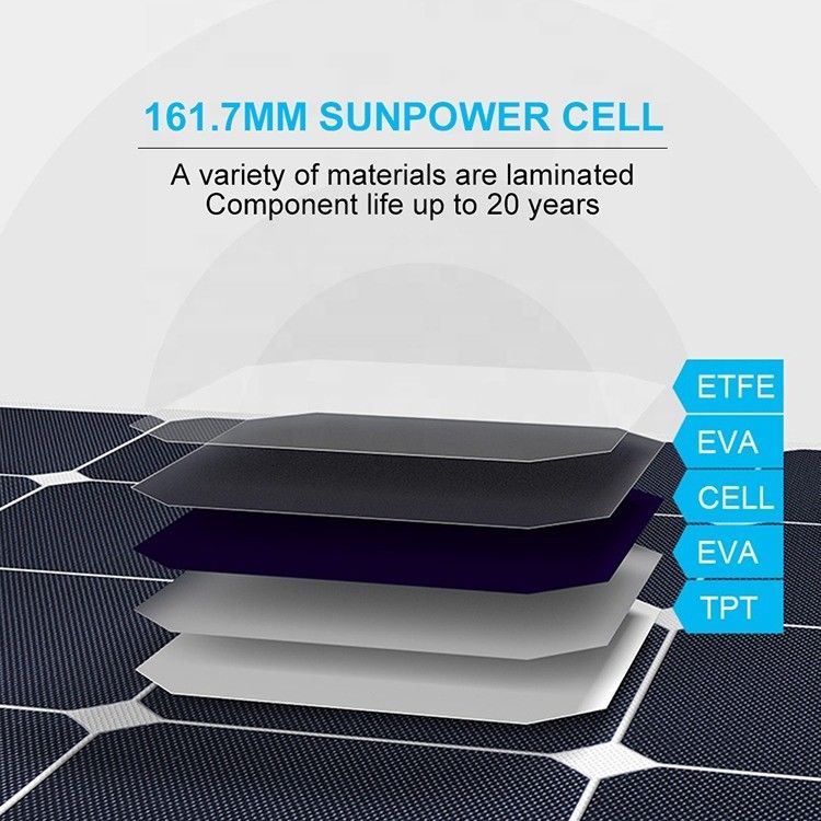 Photovoltaic 12v 24v 200w 100w ETFE tấm pin mặt trời Bộ linh hoạt cho RV ngoài trời