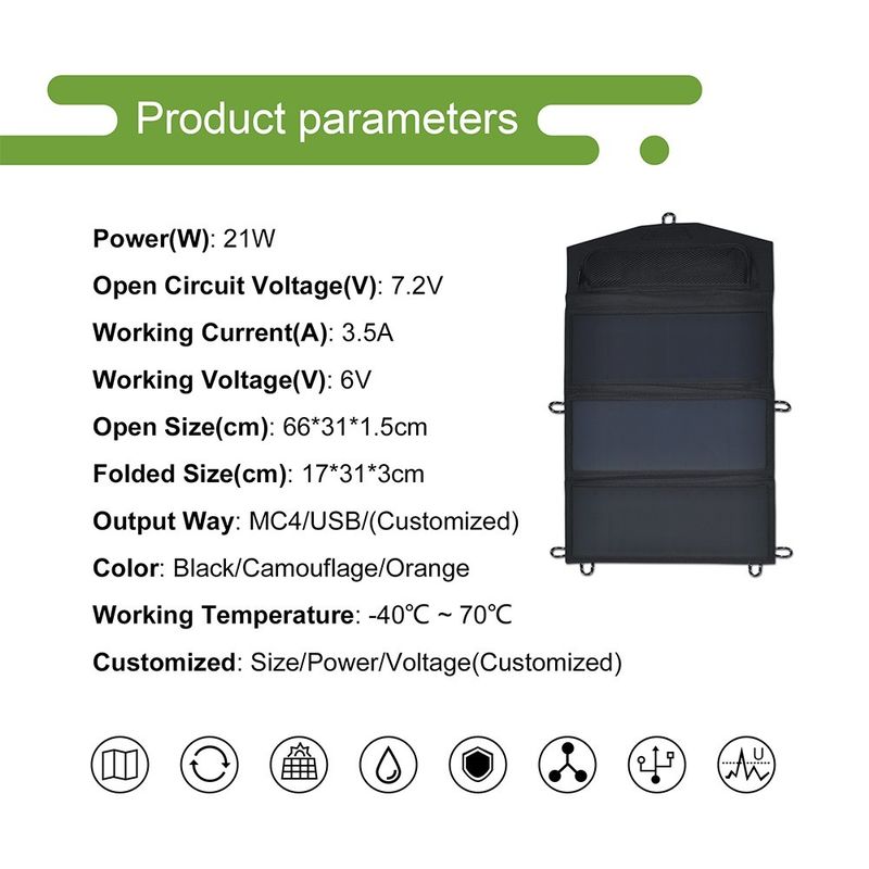 125mmx125mm Cell Size 21W 6V Monocrystalline Solar Panel cho Cabin và Marine Compact
