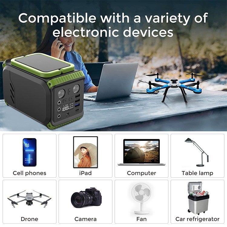 Cắm trại ngoài trời tấm pin mặt trời Đường phát điện Máy phát điện di động Lifepo4 Lithium 110V 200W