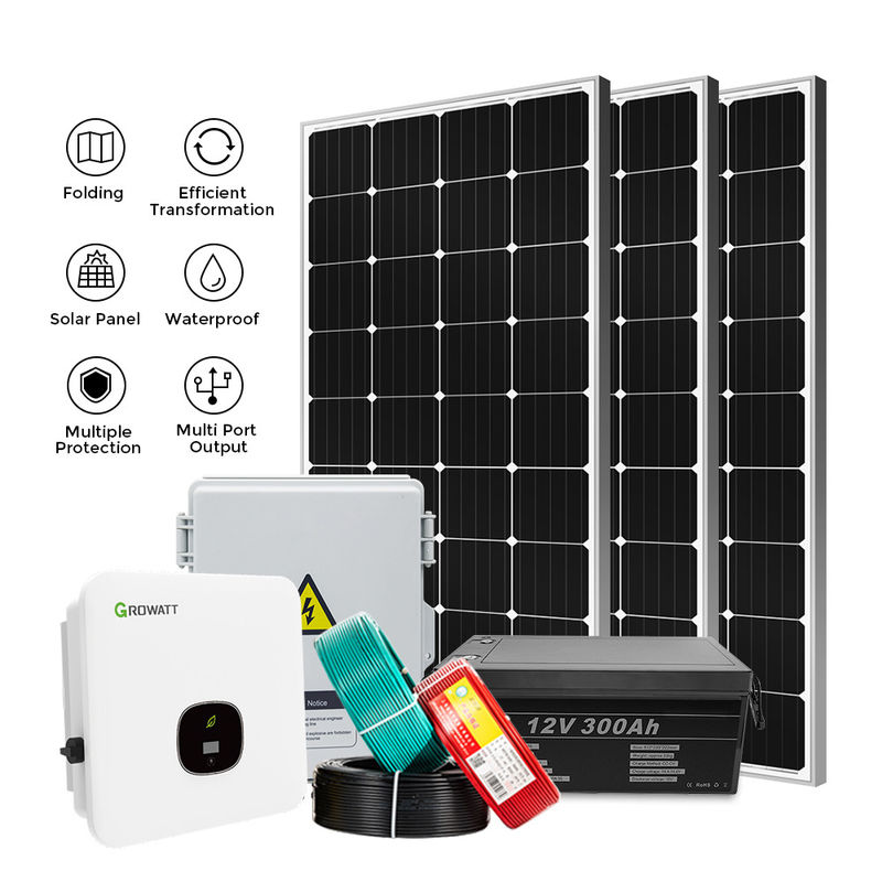 Hệ thống năng lượng mặt trời nhà ngoài lưới điện 10Kw Năng lượng xanh Máy phát năng lượng mặt trời biến tần lai