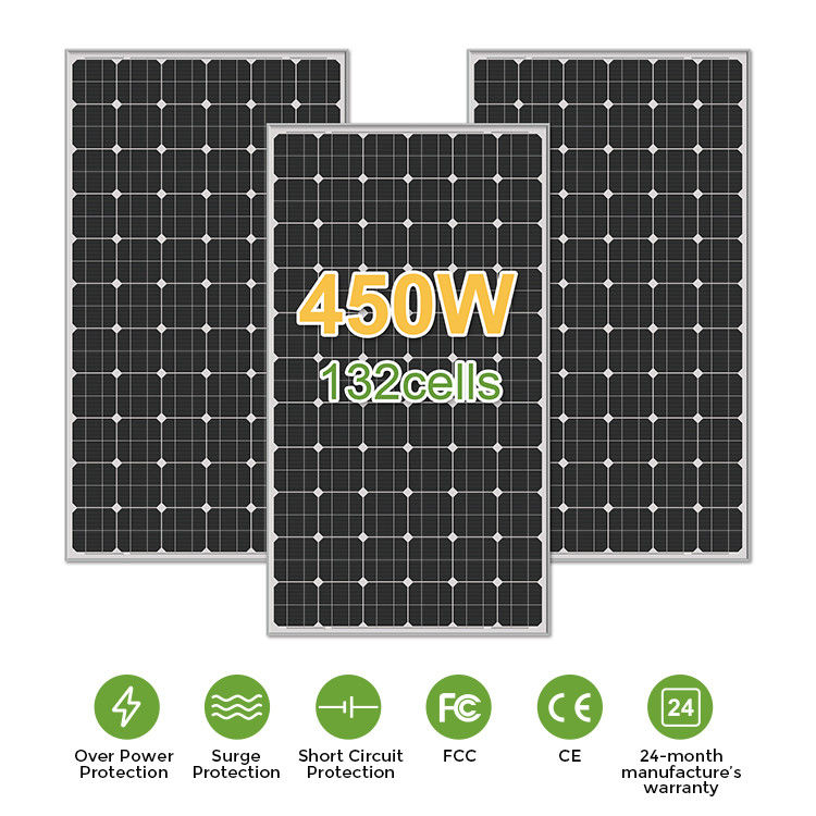156.75mmx156.75mm Cell Size Mono 400w 450w 460w 480w tấm pin mặt trời cho hệ thống điện gia đình